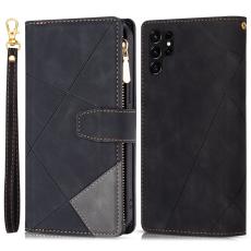 OEM - Samsung Galaxy S26 Ultra Fodral Splicing L&auml;der St&auml;ll - Svart