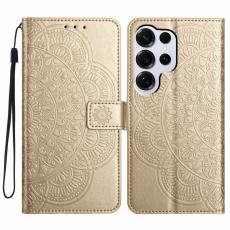 OEM - Samsung Galaxy S26 Ultra Skal &Auml;kta L&auml;der Mandala M&ouml;nster - Guld