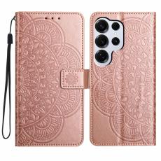 OEM - Samsung Galaxy S26 Ultra Skal &Auml;kta L&auml;der Mandala M&ouml;nster - Ros&eacute;guld