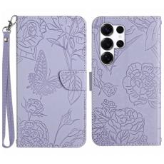 OEM - Samsung Galaxy S26 Ultra Skal &Auml;kta L&auml;der Med Handledsrem - Lila