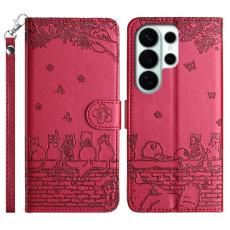 OEM - Samsung Galaxy S26 Ultra Skal &Auml;kta L&auml;der Med Handledsrem - R&ouml;d