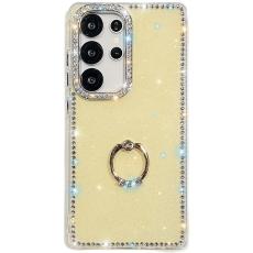 OEM - Samsung Galaxy S26 Ultra Skal Plast Rhinestone Kant - Glittrande Ljusgul