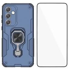 WANLONFENG - WANLONFENG Samsung Galaxy A35 5G Skal Plast Kickstand - Bl&aring;