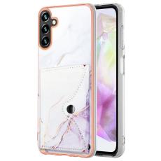 OEM - YB Leather Samsung Galaxy A35 5G Skal IMD M&ouml;nster Konstl&auml;der - Vit Lila