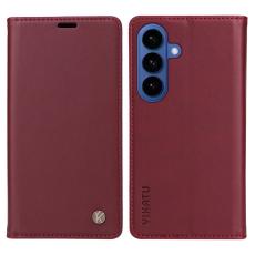 YIKATU - YIKATU Samsung Galaxy S26 Plus Skal PU L&auml;der - Vinr&ouml;d