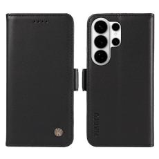 YIKATU - YIKATU Samsung Galaxy S26 Ultra Fodral &Auml;kta L&auml;der St&auml;ll - Svart