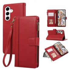 OEM - Mobilfodral f&ouml;r Samsung Galaxy S26 &Auml;kta l&auml;der Flera kortfack - R&ouml;d