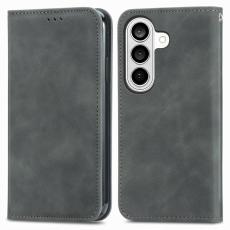 OEM - Mobilfodral f&ouml;r Samsung Galaxy S26 &Auml;kta l&auml;der Kortfack - Gr&aring;