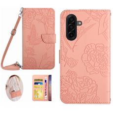 OEM - Mobilfodral f&ouml;r Samsung Galaxy S26 &Auml;kta l&auml;der med axelrem - Rosa