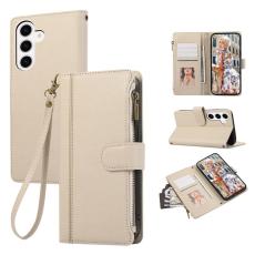 OEM - Mobilfodral f&ouml;r Samsung Galaxy S26 &Auml;kta l&auml;der med kortfack - Beige