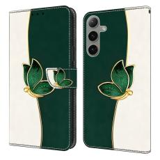 OEM - Pl&aring;nboksfodral f&ouml;r Samsung Galaxy S26 &Auml;kta l&auml;der M&ouml;nster - Gr&ouml;n fj&auml;ril