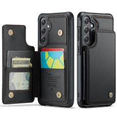 Caseme - CaseMe Mobilfodral f&ouml;r Samsung Galaxy S26 Konstl&auml;der RFID 5 kortfack - Svart