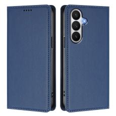 OEM - Pl&aring;nboksfodral f&ouml;r Samsung Galaxy S26 &Auml;kta l&auml;der RFID - M&ouml;rkbl&aring;