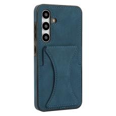 OEM - Mobilfodral f&ouml;r Samsung Galaxy S26 &Auml;kta l&auml;der + TPU med kortfack - Bl&aring;