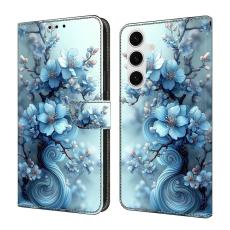 OEM - Pl&aring;nboksfodral f&ouml;r Samsung Galaxy S26 F&auml;llbart St&auml;ll - Isbl&aring; Blomma