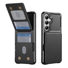 OEM - Mobilfodral f&ouml;r Samsung Galaxy S26 Kickstand Kortfack Konstl&auml;der - Svart