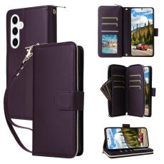 OEM - Mobilfodral f&ouml;r Samsung Galaxy S26 Konstl&auml;der 9 kortfack - M&ouml;rklila