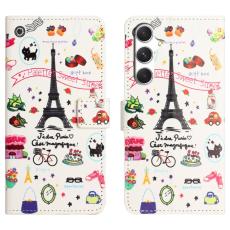 OEM - Pl&aring;nboksfodral f&ouml;r Samsung Galaxy S26 Konstl&auml;der - Eiffel Tower - Gr&aring;