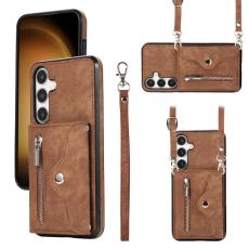 OEM - Mobilfodral f&ouml;r Samsung Galaxy S26 Konstl&auml;der RFID Kortfack - Brun