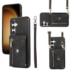 OEM - Mobilfodral f&ouml;r Samsung Galaxy S26 Konstl&auml;der RFID Kortfack - Svart