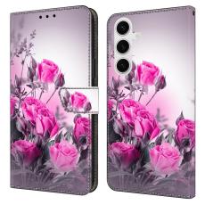 OEM - Pl&aring;nboksfodral f&ouml;r Samsung Galaxy S26 Konstl&auml;der Stativ - Lila Blommor