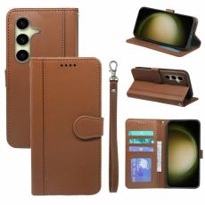 OEM - Pl&aring;nboksfodral f&ouml;r Samsung Galaxy S26 Magnetiskt Konstl&auml;der med rem - Brun