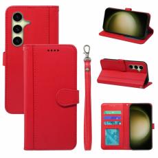 OEM - Pl&aring;nboksfodral f&ouml;r Samsung Galaxy S26 Magnetiskt Konstl&auml;der med rem - R&ouml;d