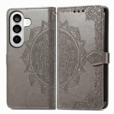 OEM - Pl&aring;nboksfodral f&ouml;r Samsung Galaxy S26 Mandala Blommor Konstl&auml;der - Gr&aring;