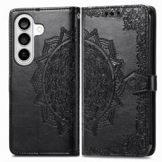 OEM - Pl&aring;nboksfodral f&ouml;r Samsung Galaxy S26 Mandala Blommor Konstl&auml;der - Svart