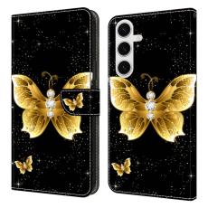 OEM - Pl&aring;nboksfodral f&ouml;r Samsung Galaxy S26 Plus Konstl&auml;der M&ouml;nster - Guld fj&auml;rilar