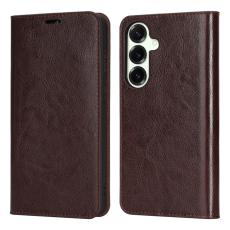 OEM - Pl&aring;nboksfodral f&ouml;r Samsung Galaxy S26 Plus &Auml;kta l&auml;der - M&ouml;rkbrun