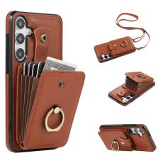 OEM - Mobilfodral f&ouml;r Samsung Galaxy S26 Plus Ringh&aring;llare Kickstand Konstl&auml;der Brun