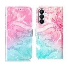 OEM - Pl&aring;nboksfodral f&ouml;r Samsung Galaxy S26 Plus Stativ Konstl&auml;der - Rosa Gr&ouml;n Marmor