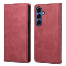 OEM - Pl&aring;nboksfodral f&ouml;r Samsung Galaxy S26 RFID Blocking Konstl&auml;der - R&ouml;d