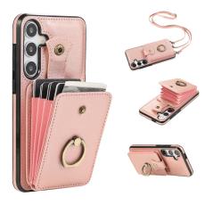 OEM - Mobilfodral f&ouml;r Samsung Galaxy S26 Ringh&aring;llare Kickstand TPU Konstl&auml;der Ros&eacute;guld
