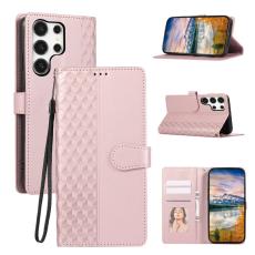 OEM - Pl&aring;nboksfodral f&ouml;r Samsung Galaxy S26 Ultra 3D Rhombus Konstl&auml;der - Ros&eacute;guld