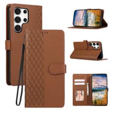 OEM - Pl&aring;nboksfodral f&ouml;r Samsung Galaxy S26 Ultra 3D Rhombus Konstl&auml;der - Brun