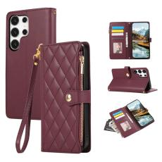 OEM - Mobilfodral f&ouml;r Samsung Galaxy S26 Ultra Konstl&auml;der Flera kort - Vinr&ouml;d