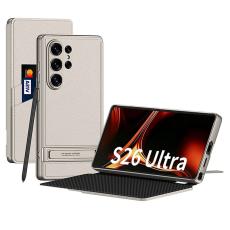 GKK - GKK Mobilfodral f&ouml;r Samsung Galaxy S26 Ultra Konstl&auml;der Kickstand - Titan Gr&aring;