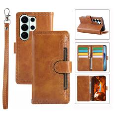 OEM - Pl&aring;nboksfodral f&ouml;r Samsung Galaxy S26 Ultra &Auml;kta l&auml;der Magnetiskt - Brun