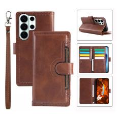 OEM - Pl&aring;nboksfodral f&ouml;r Samsung Galaxy S26 Ultra &Auml;kta l&auml;der Magnetiskt - Kaffe