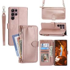 OEM - Mobilfodral f&ouml;r Samsung Galaxy S26 Ultra Konstl&auml;der med axelrem - Ros&eacute;guld