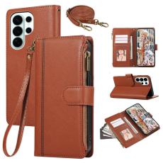 OEM - Mobilfodral f&ouml;r Samsung Galaxy S26 Ultra Konstl&auml;der med kortfack - Brun