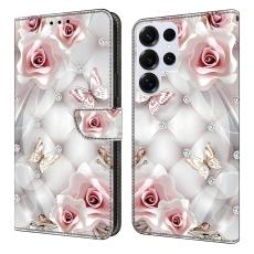 OEM - Pl&aring;nboksfodral f&ouml;r Samsung Galaxy S26 Ultra Konstl&auml;der Stativ - Rosa Butterfly