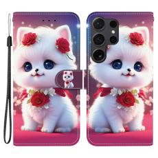 OEM - Pl&aring;nboksfodral f&ouml;r Samsung Galaxy S26 Ultra Konstl&auml;der Stativ - Rosa Katt