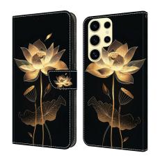 OEM - Pl&aring;nboksfodral f&ouml;r Samsung Galaxy S26 Ultra F&auml;llbart St&auml;ll - Guldtr&aring;d Lotus
