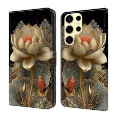 OEM - Pl&aring;nboksfodral f&ouml;r Samsung Galaxy S26 Ultra F&auml;llbart Stativ Konstl&auml;der Guld