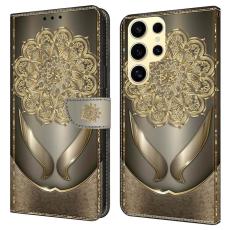 OEM - Pl&aring;nboksfodral f&ouml;r Samsung Galaxy S26 Ultra Konstl&auml;der Flip - Guldblommor