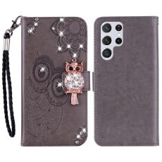 OEM - Pl&aring;nboksfodral f&ouml;r Samsung Galaxy S26 Ultra Konstl&auml;der med rem - Gr&aring;