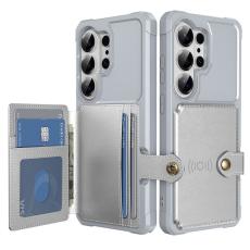 OEM - Mobilfodral f&ouml;r Samsung Galaxy S26 Ultra Kortfack Konstl&auml;der + TPU - Silver